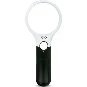 Lupa de mão de 2 lentes Ø75+22mm (3x + 45x) com LEDs