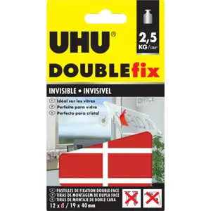 Fita dupla face transparente em espuma acrílica de 1mm - 12 Tiras 19x40mm
