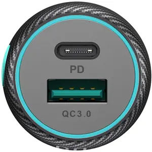 Cargador de mechero (12..24VDC) USB-C + USB-A PD 60W