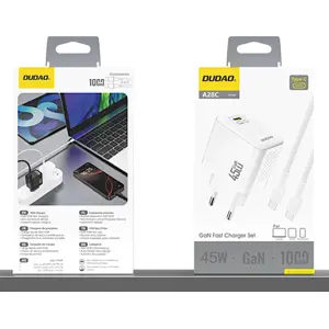 Carregador GaN 45W 1x USB-C + cabo USB-C - branco