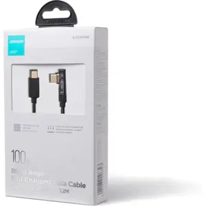 Cabo USB-C <-> USB-C 90º PD/QC 100W 5A - 1.2m - preto