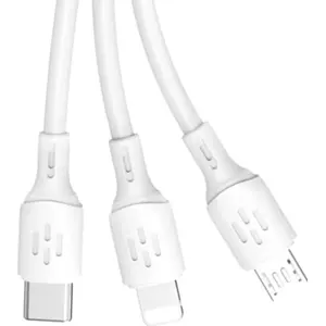 Cabo 3-em-1 (USB-A ➝ USB-C + Micro-USB + Lightning) 480Mbps - 1.2 m - branco
