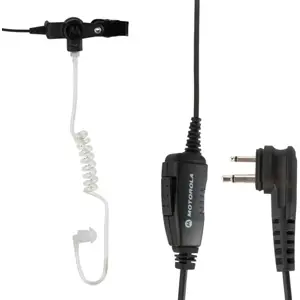 Auricular de tubo acústico c/ microfone PTT (duplo-jack) p/ rádios Motorola
