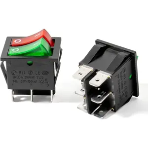 Interruptor basculante duplo luminoso ON-OFF 230VAC 16A - vermelho + verde