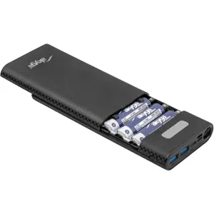Caixa Power Bank 18W p/ 8x Li-Ion 18650 (não incluidas) - 2x USB-A QC + USB-C PD + Lanterna
