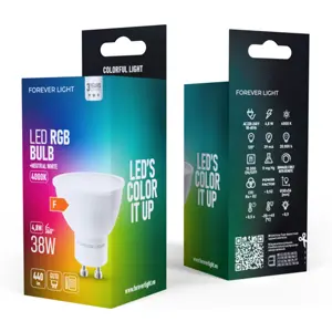 Lâmpada GU10 LED 4.8W RGB+W (branco neutro) 440lm - c/ comando