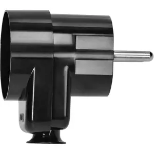 Ficha Schuko macho 90º c/ saída tipo ladrão s/ terra - Preto