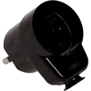 Ficha Schuko macho 90º c/ saída tipo ladrão s/ terra - Preto