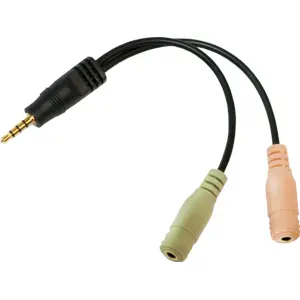 Cabo adaptador Jack 3.5mm 4pin macho - 2x Jack 3.5mm (micro+ausclt.) Fêmea
