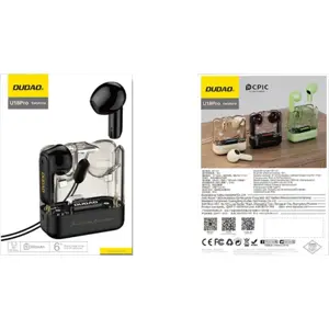 Auriculares earbuds TWS Bluetooth 5.3 c/ estojo de bateria - preto