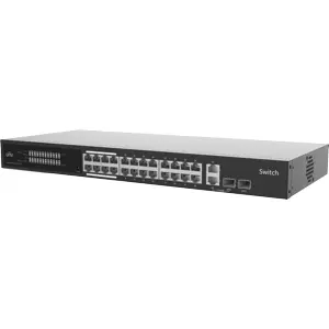 Switch 27P Gigabit (24x PoE+ + 1x RJ45 + 1x SFP/RJ45 Combo + 1x SFP) montável em rack