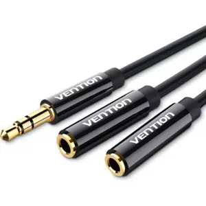 Cable de audio Jack 3.5 macho -> 2x Jack 3.5 hembra - 30cm - negro