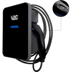 Carregador para carro elétrico (Wallbox) de 7,4kW monofásico – cabo T2 5m c/ botão Tesla + Proteção + Detetor Fugas DC