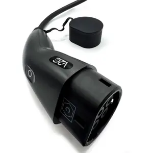 Carregador para carro elétrico (Wallbox) de 7,4kW monofásico – cabo T2 5m c/ botão Tesla + Proteção + Detetor Fugas DC