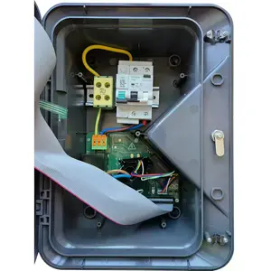 Carregador para carro elétrico (Wallbox) de 7,4kW monofásico – cabo T2 5m c/ botão Tesla + Proteção + Detetor Fugas DC