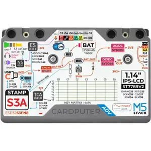 Mini computador portátil com Stamp-S3A, bateria, teclado, display 1.14'' e Jack 3.5mm