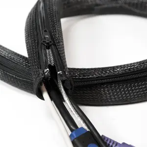Manga de proteção de cabos em Polyester c/ fecho-éclair - preto - Ø30mm x 2m