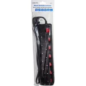 Bloco de 6 tomadas c/ interruptor individual + geral - cabo (3x1.5mm²) 1.5m