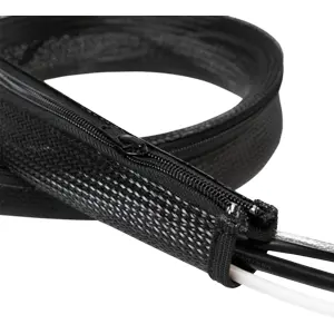 Manga de proteção de cabos em Polyester c/ fecho-éclair - preto - Ø30mm x 2m