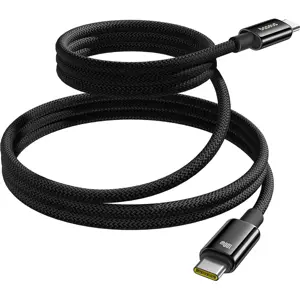 Cabo USB-C ⇿ USB-C 100W PD em Nylon c/ enrolamento magnético - Preto - 1.0m