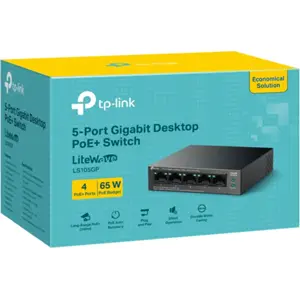Switch 5P (4 PoE+) Gigabit 10/100/1000Mbps 65W