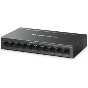 Switch 10P (8 portas PoE+ 10/100 Mbps + 2 portas Gigabit uplink)