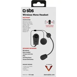 Auricular Mono sem Fios Bluetooth Multipoint para capacetes - IPX4