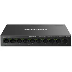 Switch 10P (8 portas PoE+ 10/100 Mbps + 2 portas Gigabit uplink)