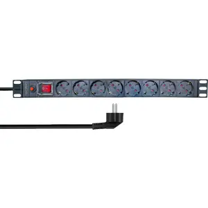 Bloco PDU de 8 tomadas c/ botão e disjuntor p/ rack bastidor 19'' 1U - cabo 2 m
