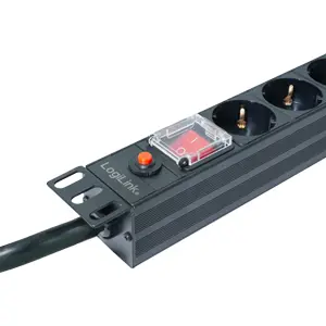 Bloco PDU de 8 tomadas c/ botão e disjuntor p/ rack bastidor 19'' 1U - cabo 2 m