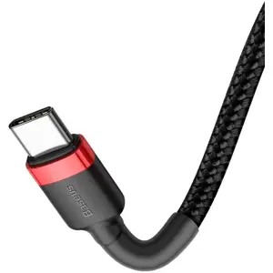 Cabo USB-C macho <-> USB-C macho PD / QC 60W - preto e vermelho -  1 m