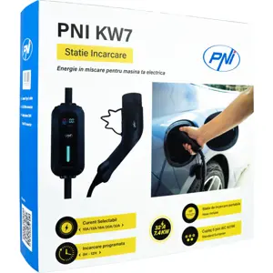 Carregador portátil para EV c/ display - monofásico 10-32A 7.4kW - CEE 16A  - Tipo 2 - IP66 - 5m