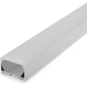 Perfil de alumínio de superfície para fita de leds com difusor, topos e fixadores - 49x34mm - 2 metros - branco
