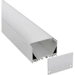 Perfil de alumínio de superfície para fita de leds com difusor, topos e fixadores - 49x34mm - 2 metros - branco