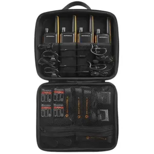 Kit de 4 Walkie-Talkies 16 canais 10Km c/ iVox + baterias recarregáveis IPx4 PMR