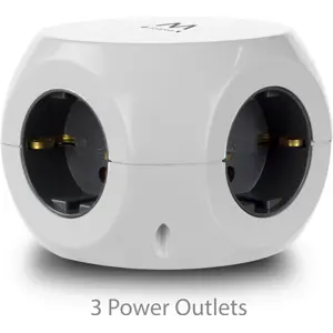 Bloco de 3 tomadas em cubo c/ 3xUSB-A + interruptor - branco - cabo 1.5m
