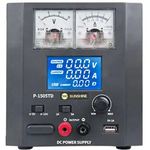 Fonte de alimentação digital + analógica de laboratório 0-15V / 0-5A