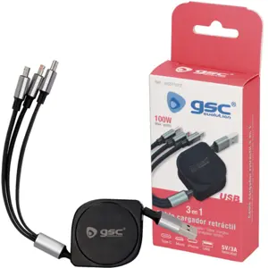 Cabo retráctil 3-em-1 USB-A macho <-> USB-C / Micro-USB / Lightning 36W - 1.2m