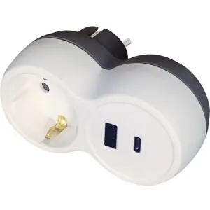 Adaptador Schuko 3680W c/ ficha USB-A + USB-C