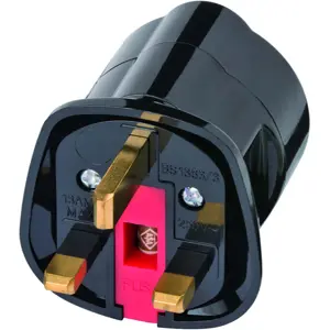 Adaptador de viaje Schuko (tipo F) ➝ UK (tipo G)
