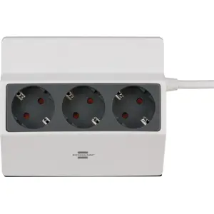 Bloco de tomadas tipo mola 3x Schuko - cabo de 3.0m - Branco