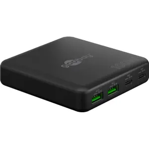 Estación de carga GaN 2×USB-A QC + 2×USB-C PD (100W) - Negro