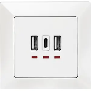 Tomada de parede 2xUSB-A + 1x USB-C 15W