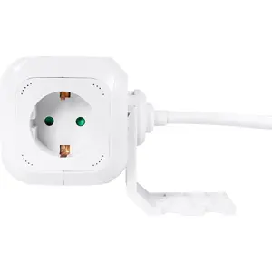 Bloco de 4 tomadas Schuko em cubo c/ USB-A QC 18W + USB-C PD 20W - cabo (3x1.5mm²) 1.4m