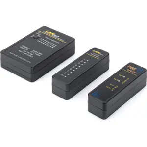 Testador de cabos de rede, telefónicos e coaxial (RJ45+RJ11+BNC) c/ localizador PoE