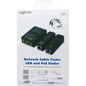Testador de cabos de rede, telefónicos e coaxial (RJ45+RJ11+BNC) c/ localizador PoE