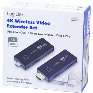 Extensor de vídeo (TX+RX) Wireless de USB-C DP-Alt para HDMI 4K - até 30m
