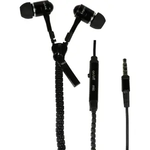 Auriculares In-Ear com Zipper + microfone - Jack 3.5mm - preto