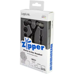 Auriculares In-Ear com Zipper + microfone - Jack 3.5mm - preto