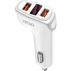 Cargador de mechero (12..24VDC) 2x USB-A 15.5W 3.1A con Display de Tensión